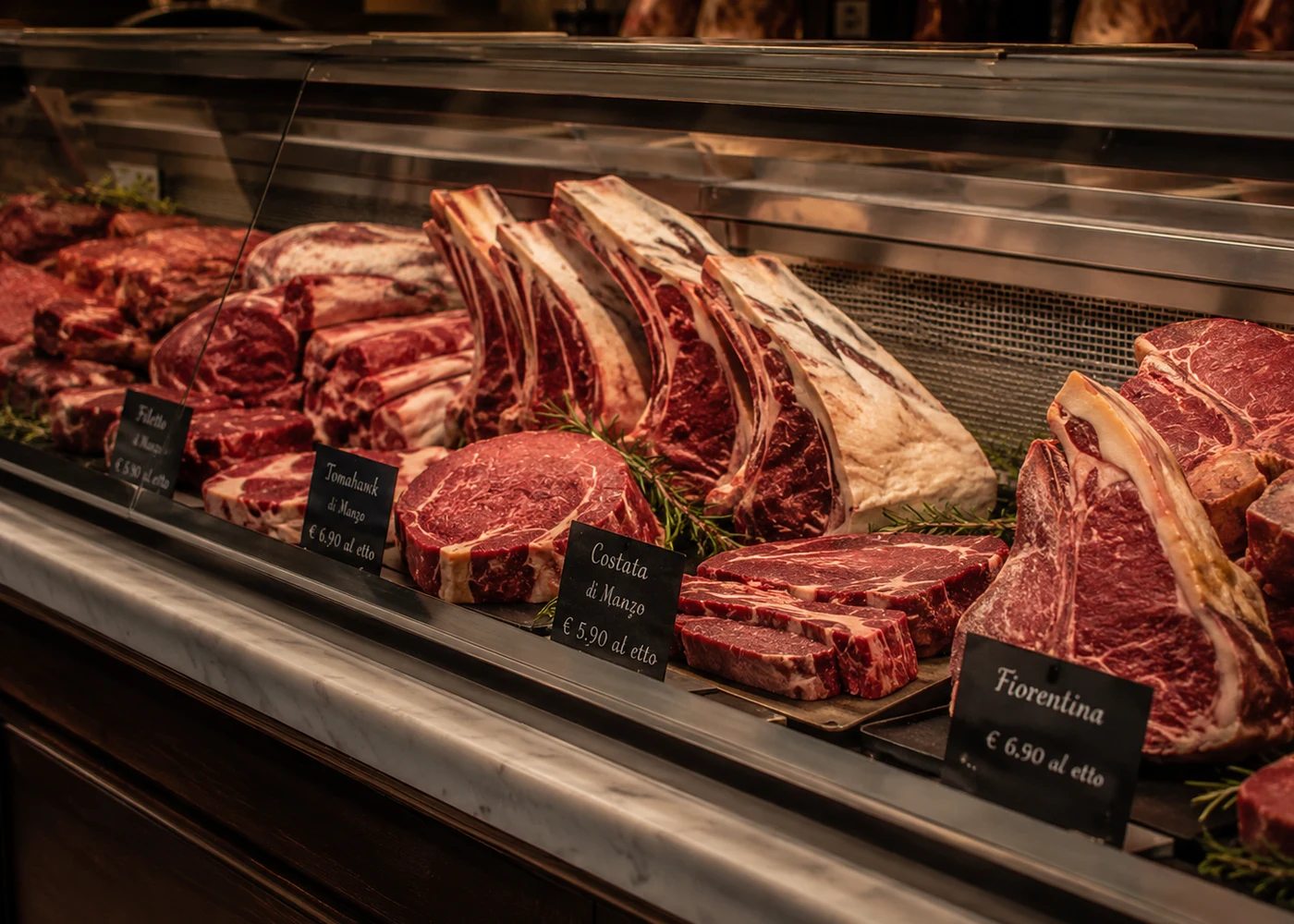 Spazio predisposto per la fotografia del banco della macelleria